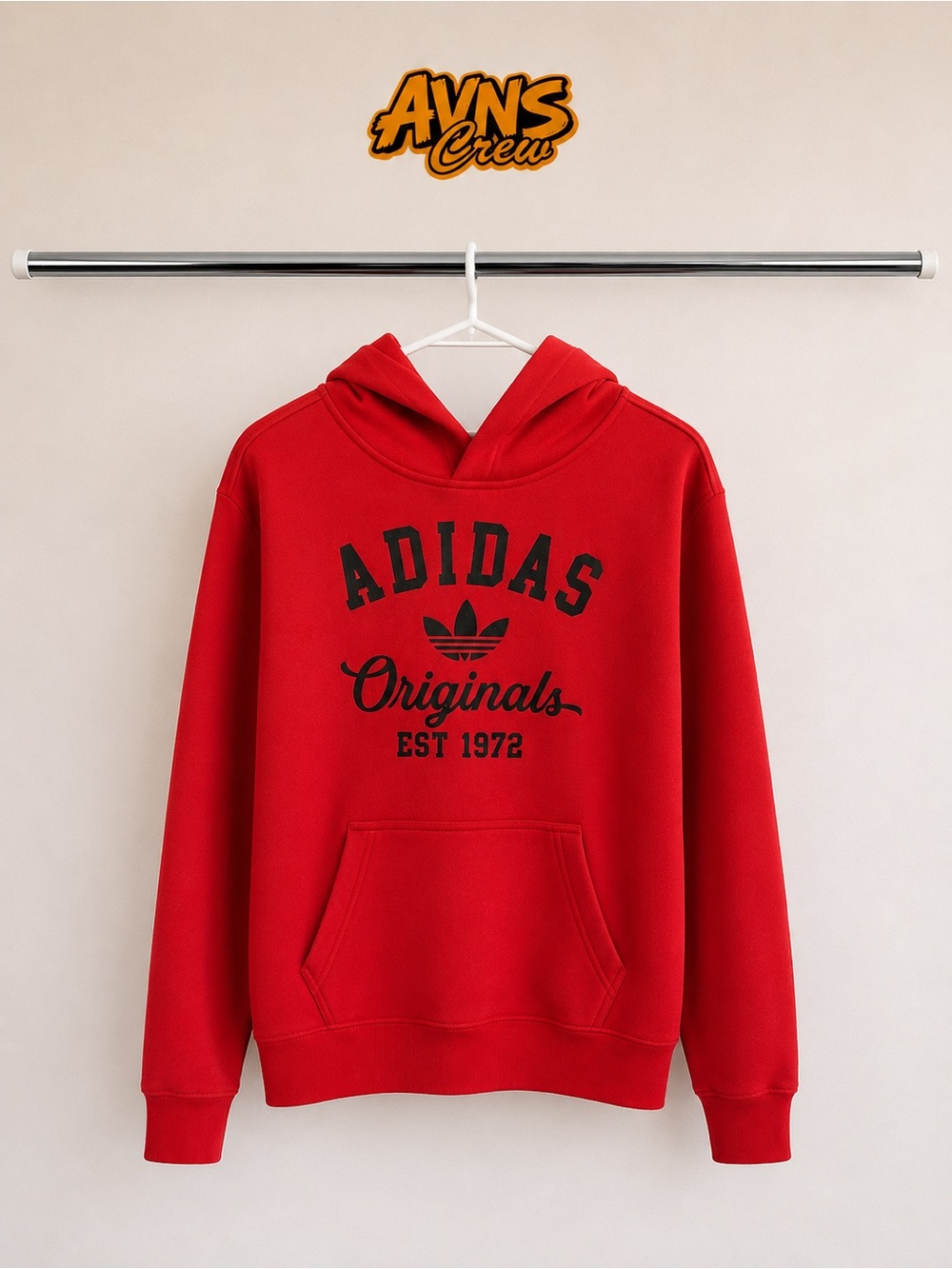 adidas Red Hoodie with Black Logo Print